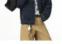 Collared Glitter Denim Zip Barn Jacket