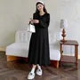 Maternity Long-Sleeve Knit Midi A-Line Dress