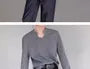 Long-Sleeve Notch Neck Plain T-Shirt
