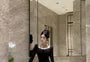 Long-Sleeve Square Neck Lace Maxi Mermaid Dress