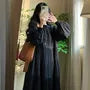 Maternity Long-Sleeve Square Neck Midi A-Line Dress