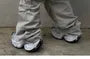 Elastic Waist Plain Distressed Loose-Fit Cargo Pants