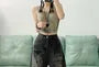Mid Rise Washed Distressed Denim Wide Leg Shorts