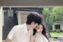 Couple Matching Short-Sleeve Dotted Button-Up Shirt / Halter-Neck Ruffled Mini A-Line Dress