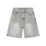 Mid Rise Washed Denim Shorts