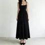 Spaghetti Strap Pleated A-Line Midi Dress