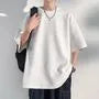 3/4-Sleeve Round Neck Plain Slit T-Shirt