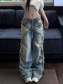 Low Waist Washed Distressed Baggy Jeans