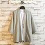 Elbow-Sleeve Plain Open Front Kimono Jacket