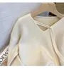 Maternity V-Neck Plain Oversized Sweater