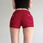 Low Rise Contrast Stitched Denim Hot Pants
