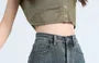 High Waist Washed Denim Mini Pencil Skirt