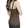 V-Neck Button Detail Plain Open-Back A-Line Camisole Top