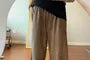Drawstring Waist Plain Corduroy Wide Leg Sweatpants