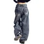 Mid Rise Washed Wide Leg Jeans