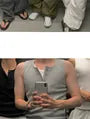 Henley-Neck Slim-Fit Tank Top