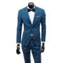 Set: Lapel Collar Plain Single Breasted Blazer + Button Vest + Mid Rise Dress Pants