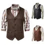 V-Neck Plain Single-Breasted Faux Suede Vest