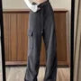 Drawstring Waist Plain Wide Leg Cargo Sweatpants