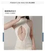 Sleeveless Turtleneck Plain Cutout Open Back Knit Chemise