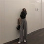 High Waist Plain Loose-Fit Wide-Leg Dress Pants