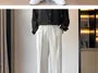 Mid Rise Plain Straight Leg Dress Pants