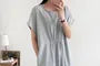 Short-Sleeve Plain Ruched Dress