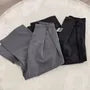 High Waist Plain Inverted Pleated Wide Leg Pants