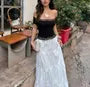 Short Sleeve Off Shoulder Lace-Trim Slim-Fit Crop Top