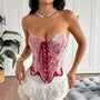 Lace Up Jacquard Tube Bustier Top