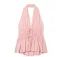 Halter Plain Drawstring Waist Sleeveless Top