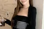 Set: Striped Bow Swimsuit + Plain Cover Up Jacket