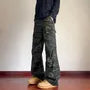 Mid Rise Camo Print Bootcut Cargo Pants