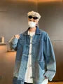 Collared Washed Frog Closure Denim Jacket