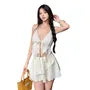 Set: Halter Argyle Asymmetrical Tankini Top + Swim Skirt + Bikini Bottom