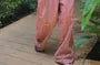 Elastic-Waist Drawstring Striped Straight Cut Pants