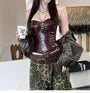 Plain Crocodile Grain Faux Leather Tube Bustier Top