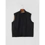 Sleeveless Stand Collar Plaid Panel Zip Vest