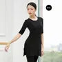Elbow-Sleeve Plain Side-Slit Dance T-Shirt
