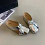 Platform Metallic Slide Sandals