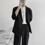 Set: 3/4-Sleeve One-Buttoned Blazer + High Waist Straight Leg Dress Pants