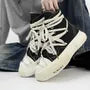 Contrast Stitching Lace-Up Platform Sneakers