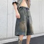 Mid Rise Washed Denim Shorts