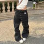 Low Rise Unwashed Button Detail Baggy Jeans