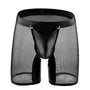 Plain Mesh Panel Faux Leather Boxer Briefs