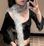 Plain / Leopard Print Faux Fur Narrow Scarf