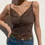 V-Neck Ribbed Lace Camisole Top