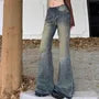 Mid Rise Frayed Flared Jeans