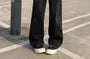 Mid Waist Washed Paneled Wide Leg Jeans