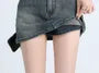 High Waist Washed Denim Mini Pencil Skirt